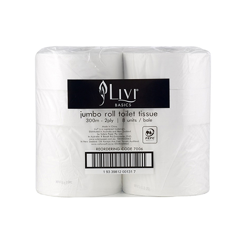 Jumbo Toilet Rolls 2ply 300m Basics Livi